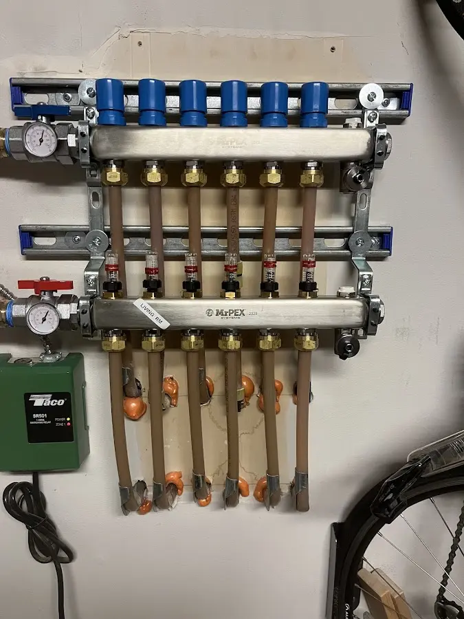 Plumber performing Gas Line Installation at a residential property in Double Oak